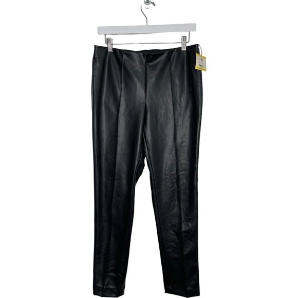 Anne Klein Womens Black Faux Leather Pull-On Skinny‎ Fit Ankle Size M NWT - Picture 1 of 4